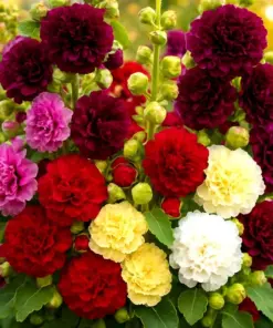 Hollyhock Autumn Mix Seeds - 200+ Flower Seeds - Attracts Hummingbirds, Bees - Outdoor - Image 1