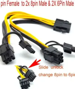 PCIe 6-pin to Dual 8-pin GPU Video Card Power Adapter Cable - 8 Inch - Black - Image 4