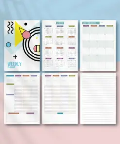Printable Weekly Planner Kit - Casual Style Week at a Glance File - Large Paperboard Planner - Undated Weekly Format - Image 1
