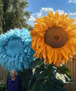 Teddy Bear Sunflower Seeds - Rare Yellow & Blue Mix - Giant Variety - 50 Seeds - Outdoor Annual - Image 1
