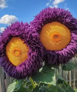 Teddy Bear Sunflower Seeds - Rare Yellow & Purple - 50 Pcs - Outdoor - Image 1