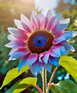 Twin-Blossom Blue & Pink Sunflower Seeds - Rare Heirloom Variety - 50 Count - Outdoor - Image 5